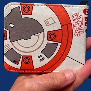 Star Wars Bb-8 droid men’s leather wallet bifold white gray orange NEW